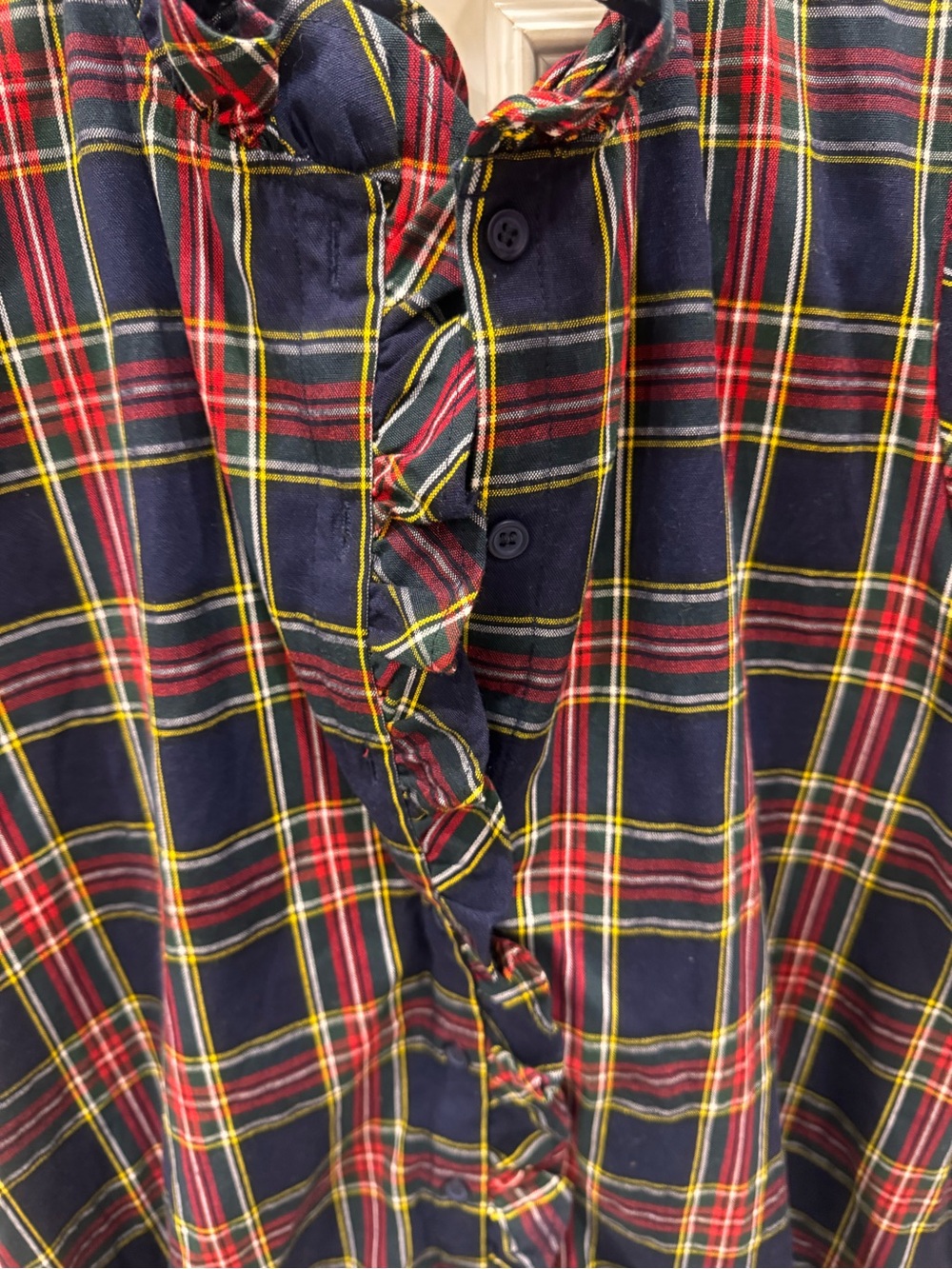 entro Navy Plaid Ruffle-Trim Top with Red & Green Tartan - Picture 2 of 4